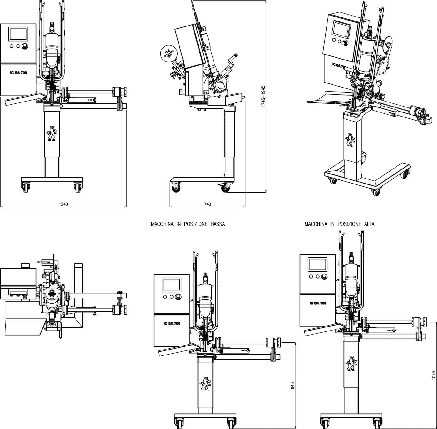 infographic of techinal data, machine: IC SA700