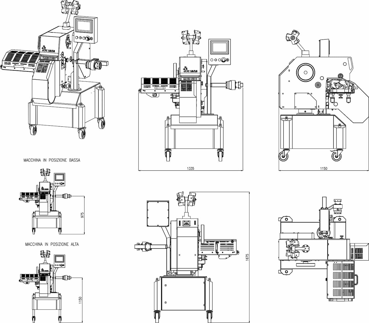 infographic of techinal data, machine: IC 18/15