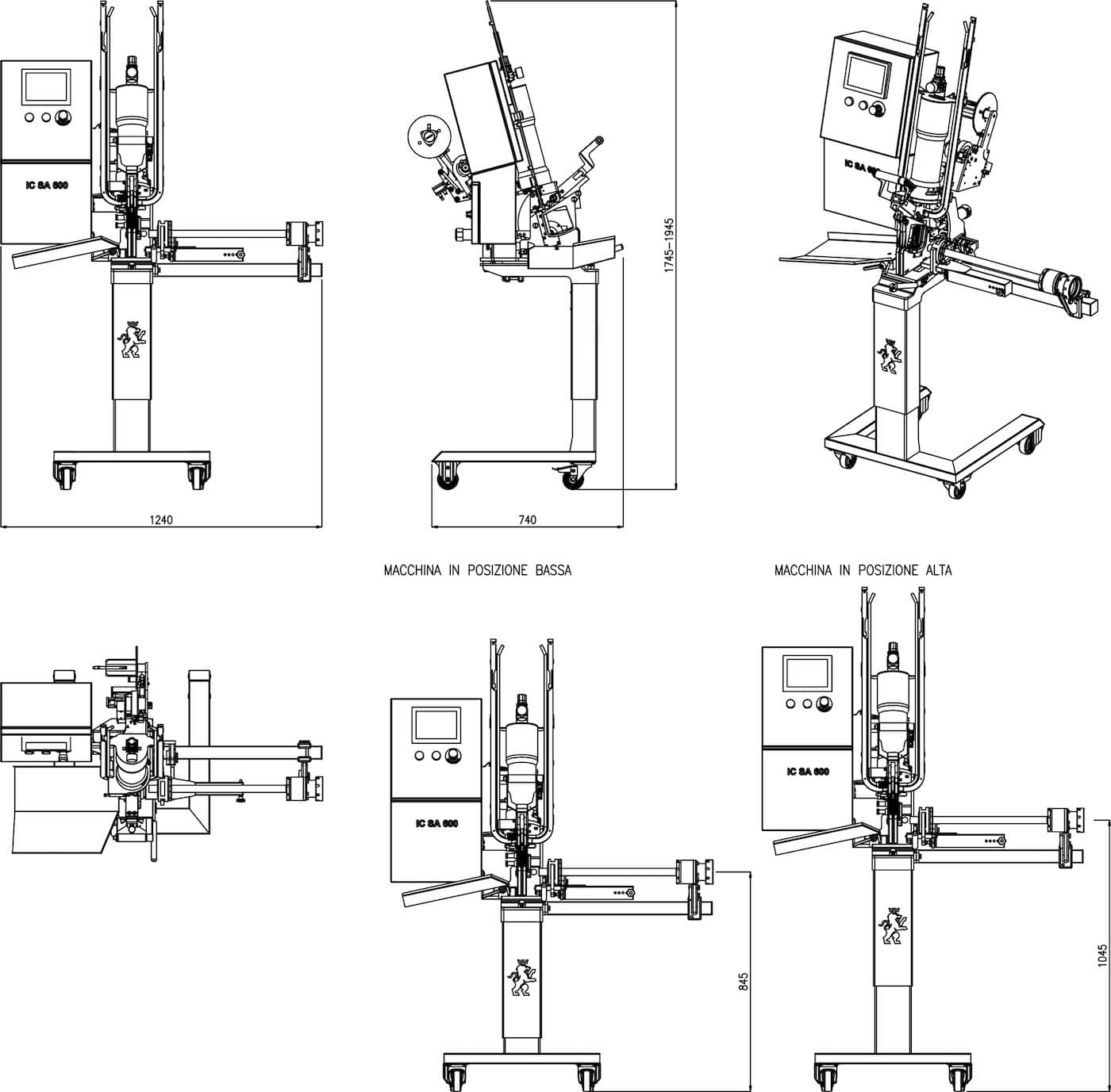 infographic of techinal data, machine: IC AU 700